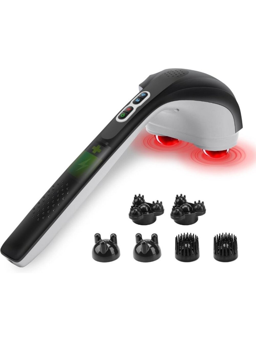 Cordless Handheld Back Massager with Heat & Percussion, Rechargeable Relief Tool